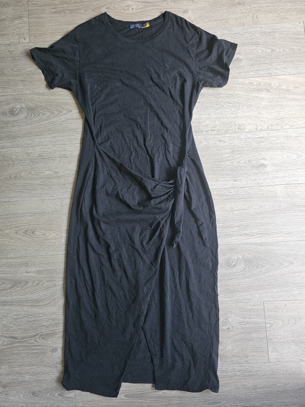 Ralph Lauren Black Short-Sleeve Maxi Dress with Side Tie